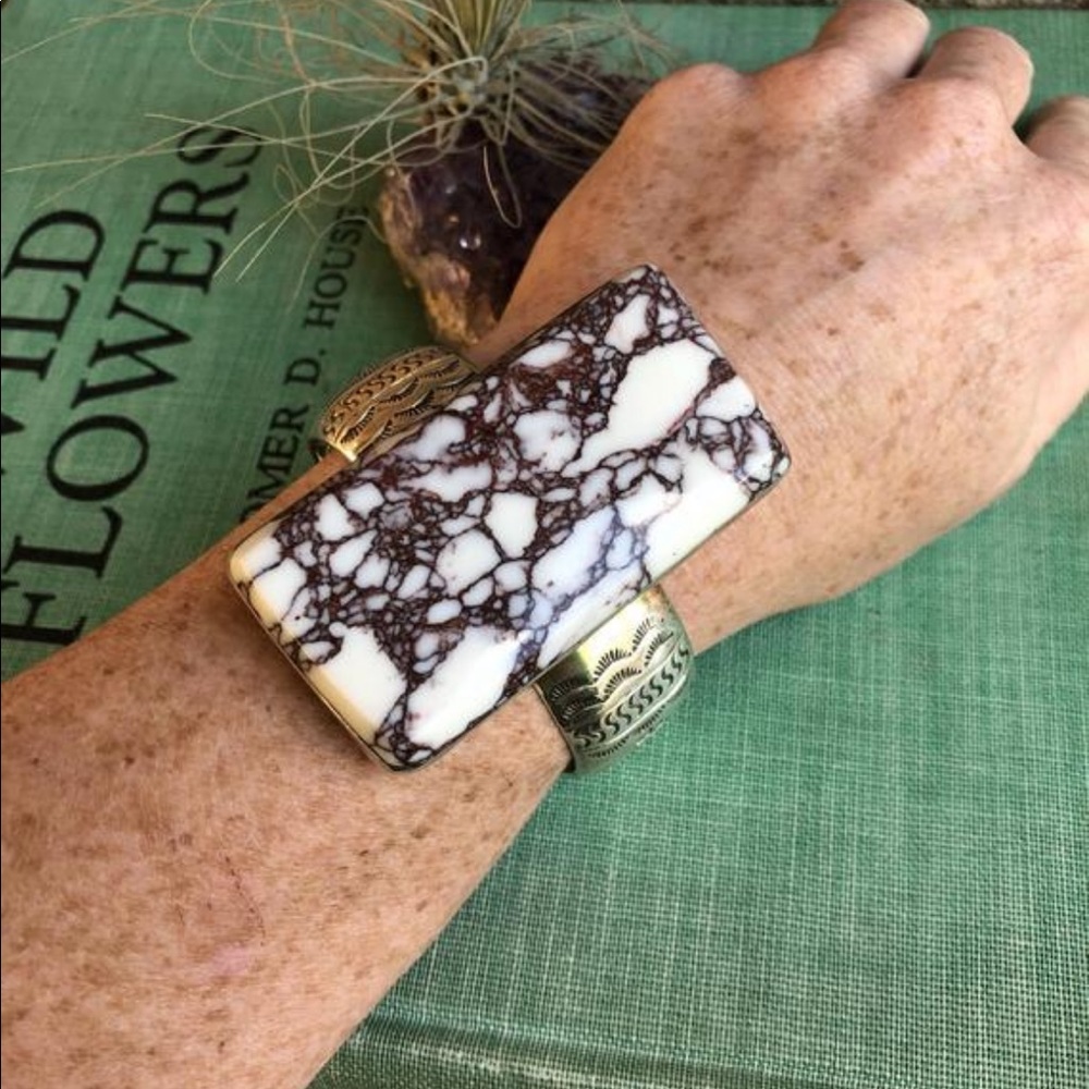 Signed Native Sterling &White Buffalo Cuff